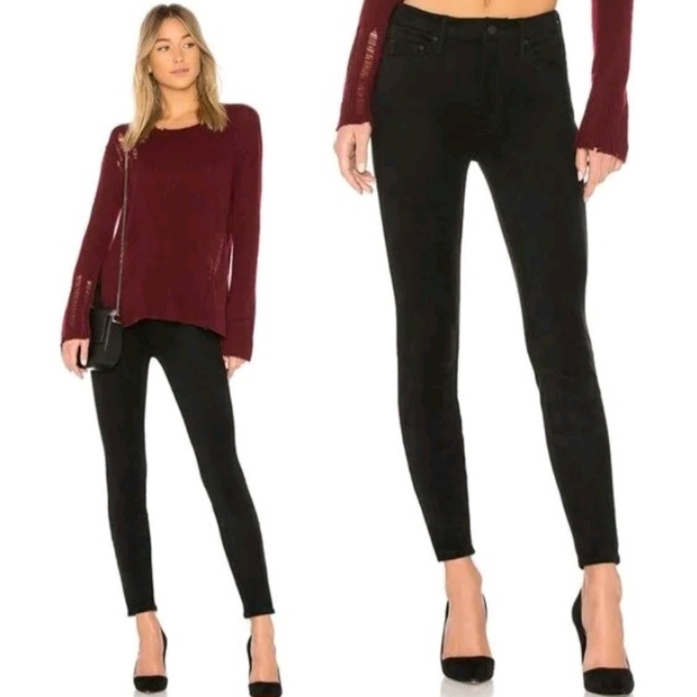 Mother The Looker Black High Waisted Faux Suede Pant Size 29